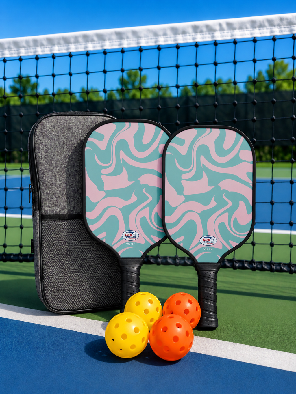 7pcs Pickleball Set Fibreglass 16mm - Camo