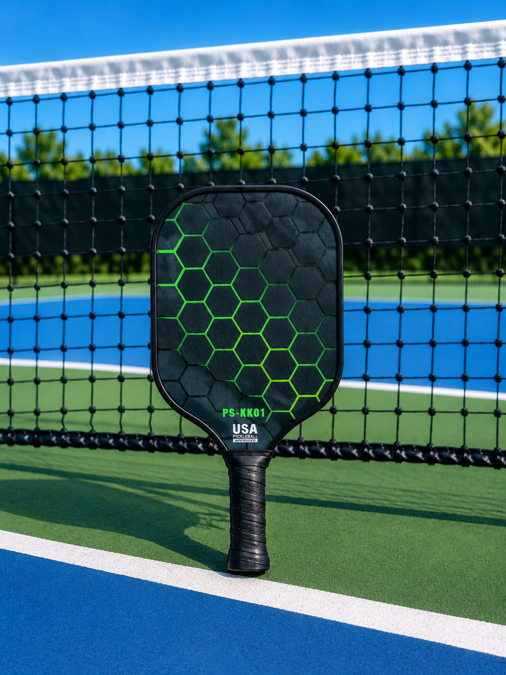 Fibreglass Pickleball Paddle 16mm - Green Hex