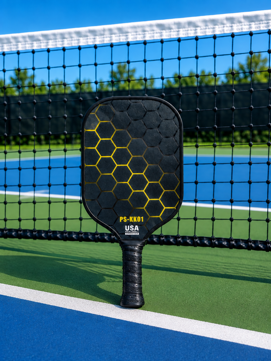 Fibreglass Pickleball Paddle 16mm - Yellow Hex